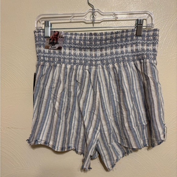 Rewash High Waist Blue and White Striped Shorts - Picture 7 of 7